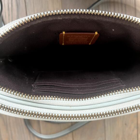 Coach Signature Rose Print Double Zip Crossbody Wristlet Bag Charcoal Sky 31855 - Picture 11 of 16